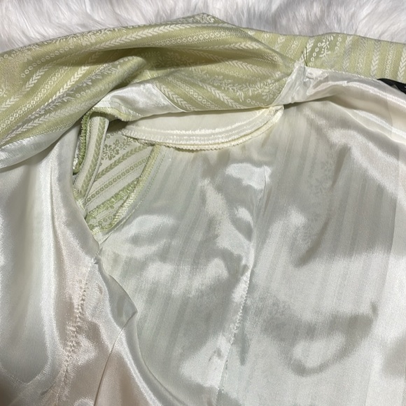 Zinc-Light Green Spring Jacket 3/4 Sleeves Fabric Buttons Ribbon Belt-L-#0087 - Picture 9 of 13